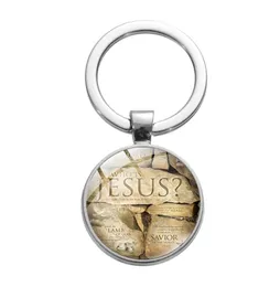 New Arrival Jesus Color Print Keychain Ichthus Christian Religious Faith Glass Crystal Pendant Key Chain Jewelry Souvenir1585546