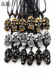 Moda jóias inteiro 18 pçs imitação osso de iaque esculpido horror diabo crânio pingente colar halloween crânio colar amuleto gift5036310