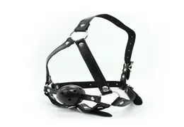 Full Face Leather Ball Gag bär öppen munplugg Sextoys vuxna för kvinnor tunga sex bdsm bondage strapon erotisk leksak6881386