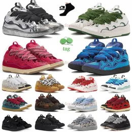 Luxus lässige Schuhe Leder Curb Sneakers Designerschuhe Frauen außergewöhnliche lässige Sneaker -Kälberkäse Gummi -Nappa -Plattform -Bord