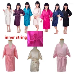 Rompers Girl Bathrobe Pink Satin Silk Kids Robes Summer Sleepwear Children's Kimono Bath Robe Wedding Spa Party Birthday D66