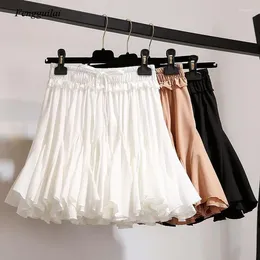 Skirts White Black Chiffon Summer Shorts Skirt Women 2024 Fashion Korean High Waist Tutu Pleated Mini Aesthetic Female