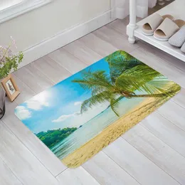 Carpets Sandy Beach Tropical Palm Trees Floor Mat Entrance Door Living Room Kitchen Rug Non-Slip Carpet Bathroom Doormat Home Decor