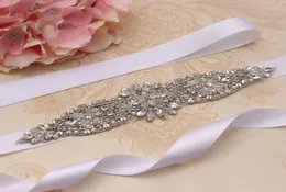 Missrdress Silver Crystal Wedding Belt Sashes Jewelled Pearls Rhinestones Bridal Belt Sashes for Wedding Dresses YS8901302248