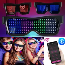 Sunshade LED Luminous Neon Glasses With App Control Editable Text DIY Glowing Eyewear For Dancing Party Show And EDM Music Festival Classic Fashion
