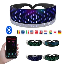 Bluetooth Futuristic Eyewear Light Up Visor LED Shining Electronic Prop For Party Bar Festival Performance Luminous Glasses