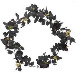 Decorative Flowers Home Decor Black Rose Vine Artificial Plant Hanging Simulation Flower Party Pendant