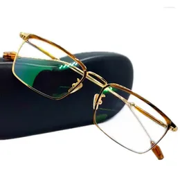 Sonnenbrillenrahmen Leichte Männer Augenbraue Titanrahmen Vollrand 54-18-142 Gläser Goldene Geschäftsmännliche Myopie Brillen für Rezept