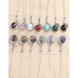 Pendant Necklaces Whole 20Pcs Classic Sier Plated Chain Mixed Stone Dragon Claw Round Beads Pendant Necklace Jewelry6244539 Drop Deliv Dhque