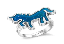 Whole 50pcs New Fashion Unicorn Mood Rings Emotion feeling ring Temperature Control Changeable Adjustable animals Ring Band MR7141306