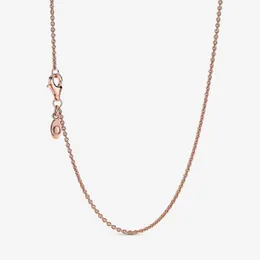 Neuankömmling 925 Sterling Silber Roségold Klassische Kabelkette Halskette mit Karabinerverschluss Passend für europäische Anhänger und Charms Fein Je182q