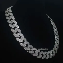 Collana cubana con moissanite di diamanti di grado D di valutazione di terze parti S Sier catena pesante Hiphop ghiacciata da 20 mm