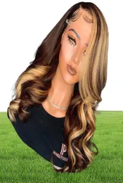 Brown Blonde Highlight Wig 13x6 Lace Front Human Hair Wigs Body Wave Atina Full 360 Lace Frontal Wig Remy Hd Closure9210175