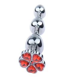 Plum Blossom Shape Crystal Jewelry Base Anal Plug Mushroom Shape Butt Beads Anus Intruder For Sexual BDSM Play Red Purple Green Bl3842412