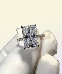 925 Sterling Silver Ring Cut 5ct Diamond Moissanite Square Square Engagement Band Rings for Women Gift7051725