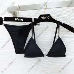 Новый комплект бикини со стразами и буквами Wang, роскошный бренд Y2k, высокое качество, модные сексуальные женские пляжные купальники-бикини
