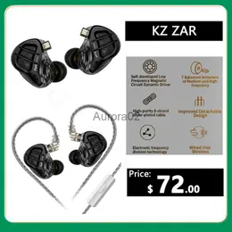 Handy-Kopfhörer KZ ZAR Metall 1DD+7BA Hybrid-Technologie HIFI Bass-Ohrhörer In-Ear-Monitor-Kopfhörer Sport Noise Cancelling Headset YQ240219