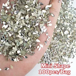 Nail Art Decorations 100Pcs/Bag Mini Flat Bottom Rhinestones Glitter Silver Crystal DIY Material Charm Accessories