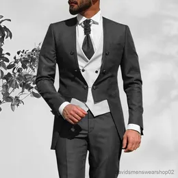 Męskie garnitury Blazers Summer Tuxedos Men Suits Wedding Groom Business Casual Suit for Men 3 -Piece (Blazer+ Vest+ Pants) Costume Homme Slim Fit