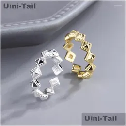 結婚指輪Uini-Tailデザイン925チベタンsier Rhombus Connected Geometric Ringシンプルな気質ファッションダイナミックジュエリードロップデリDHVGR