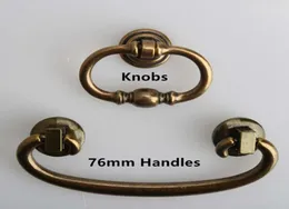 76mm dresser handle knobs bronze drawer cabinet 3" antique brass drop rings vintage furniture handles knob9631101
