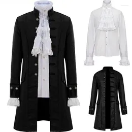 Camisas casuais masculinas homens crianças steampunk trench coat / camisa vintage príncipe sobretudo medieval renascentista jaqueta vitoriana eduardiana cosplay