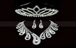 2019 Selling Charming Wedding Bridal Bridesmaids Rhinestone Necklace Earrings Crown Jewelry Set 3216632