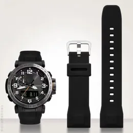 لـ Casio PRG-650 PRW-6600Y-1A9 PRG600 610 SILICONE WATKERBAND مقاومة للماء استبدال المطاط 24 مم أسود زرقاء الإكسسوارات 245O