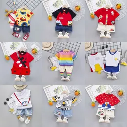 Crianças conjuntos de algodão roupas crianças camiseta bebê meninos conjunto tee shorts bebê menino verão tamanho 80-110 C0vW #