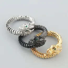 2024 Year Dragon New Product Product Green Eye Copper Gold Plated Spring Spring Open Men Formantized Night Club Jewelry Hiphop Rock Punk Association