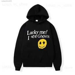 Męskie bluzy bluzy moda hip hop print men szczęścia ja widzi duch harajuku bluza z kapturem Pullover unisex streetwear t230921