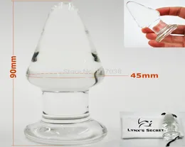 W1031 Konisk kort Pyrex Glass Anal Butt Plug Sex Crystal Dildo Toy For Women Men fru Gay Adult Kvinnlig onani Produkt med1216057