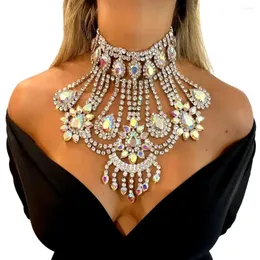 Correntes exageradas borla colar para mulheres luxo y2k meninas vestido acessórios strass elegante jóias encantos presente nupcial