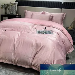 Marca de moda seda jacquard quatro peças folha cama dupla colcha capa cama superior atacado