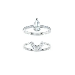 Swarovski Rings Designer Women Original Quality Band Rings Luxury Fashion Water Drop Overlay Ring For Women Element Crown Ring