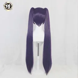 PRE- UWOWO Spiel Genshin Impact Mona Megistus Cosplay Perücke Astral Reflection 90cm Lila Twin Tail Y0913275V