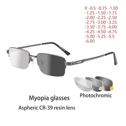 Okulary przeciwsłoneczne Tytan Stopu Pochromic Shiopia Okulasy Kobiety mężczyzn Mężczyzny Okulary na receptę Oczanki -0,5 -0,75 -1 -1,25 -1,5 -2 -2,5 do -6