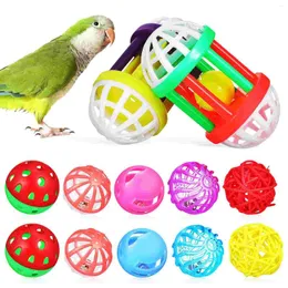 Outros suprimentos de pássaros 12 pcs bola de brinquedo hamster forrageamento brinquedos bolas de plástico longo cauda mastigar bico de moagem