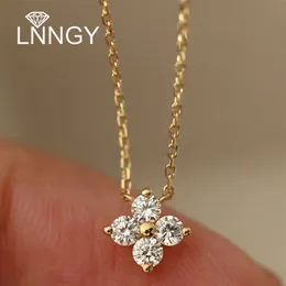 Lnngy Niche Light Luxury 925 Sterling Silver Chain Necklace Fourleaf Flower Pendant for Women Friend Gift 240123