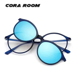 2021 a nova armação redonda fina + clipe polar masculino e feminino óculos planos míopes colorido moda mirror1411876