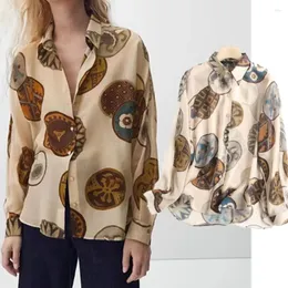 Kvinnors blusar Elmsk Blusaas Mujer de Moda indie folk retro blommig paisley priting casual blus kvinnor England Autumn Shirts Tops