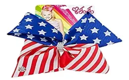 Elastic Band for 4 lipca Dziewczyna Hair Akcesoria 7 cali jojo Swia Large American Flag Bow Cheer Bow with Chip6pcs94357213894389