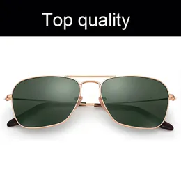 TOP Quality Eyewear CARAVAN Square Metal Sunglasses Men Women Glass Lenses Sun Glasses with Leather Box Formale Female Des Lunettes De Soleil