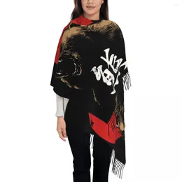 Berets niestandardowy nadruk gniewny niedźwiedź japońsko kanji szalik kobiety kobiety zima jesień ciepłe szaliki