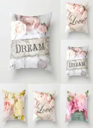 2020 Throw Pillowcases Rose Pattern Printed Cushion Cover Square Sofa Pillow Case Flower Cushion 45cm x 45cm Home Art Decor5618825