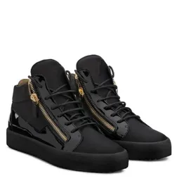Designer-Pop-Schuhe Reißverschluss-Sneaker Kriss Plus Mid-Top-Sneakers mit Plateausohle und dicken Sohlen zum Schnüren, schwarze, weiße Lackleder-Luxusdesignerschuhe mit runder Spitze