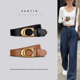 أحزمة مصمم أزياء العلامة التجارية C Buckle Women Geneine Leather Highly Quality Belt Luxury Belt for Weistband Jeans Decoration