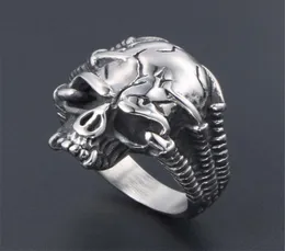 Gothic Men039s Pinting Ring Biker Skull Stal nierdzewna męska pierścionki Vintage Mężczyźni biżuteria Wysoka jakość akcesoria 7435583153