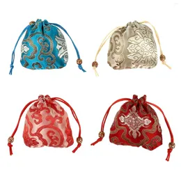 Gift Wrap 4 Pcs Birthday Bags For Presents Brocade Drawstring Jewelry Spices Pouches