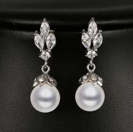 Emmaya Fashion Marquise Shape Cz Pearl arring White Gold Color Wedding Compring New Arrival Givel Beautiful 9619367